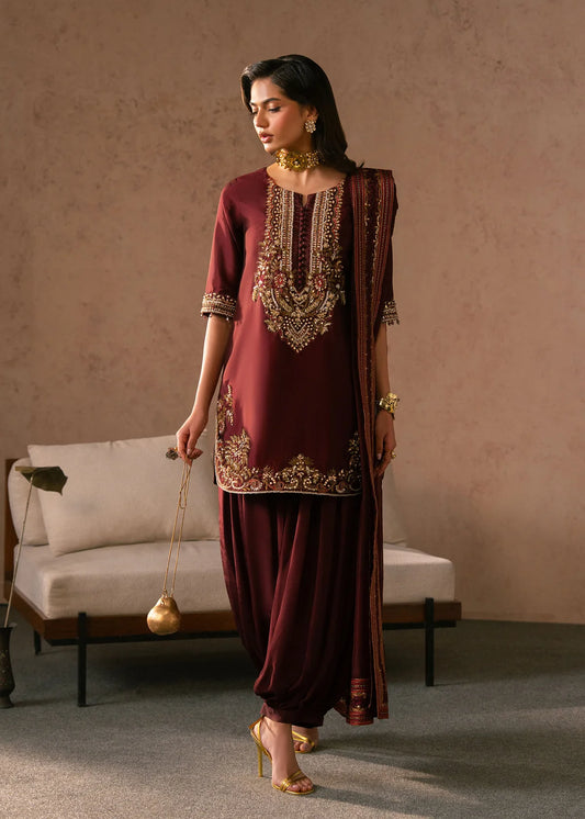 Siena luxury formal embroidered dress for women by Bisma Noor front view
Siena designer embroidered outfit with dupatta elegant look
Pakistani luxury formal dress Siena detailed embroidery close up
Siena formal dress full length with chiffon dupatta
Elegant Siena outfit for weddings and festive wear
