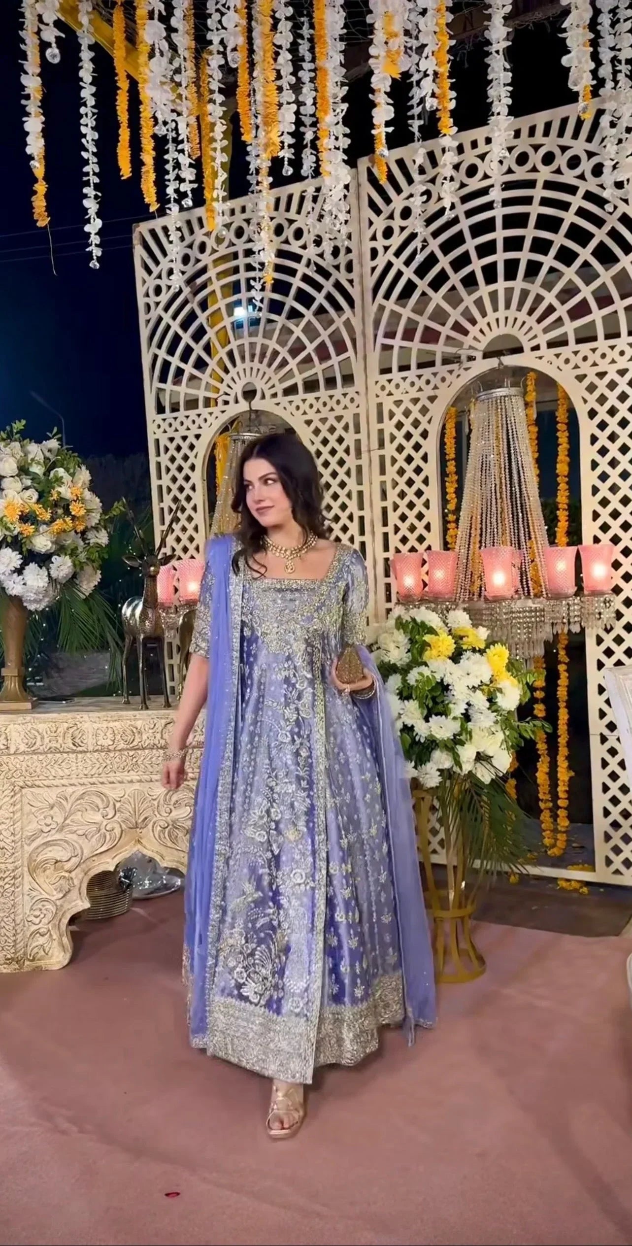 complete full view of eyena luxury embroidered 3 piece formal suit showcasing entire outfit with dupatta