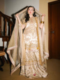 Faiza Samee Golden Wedding Edition bridal dress front view with heavy hand embellishment