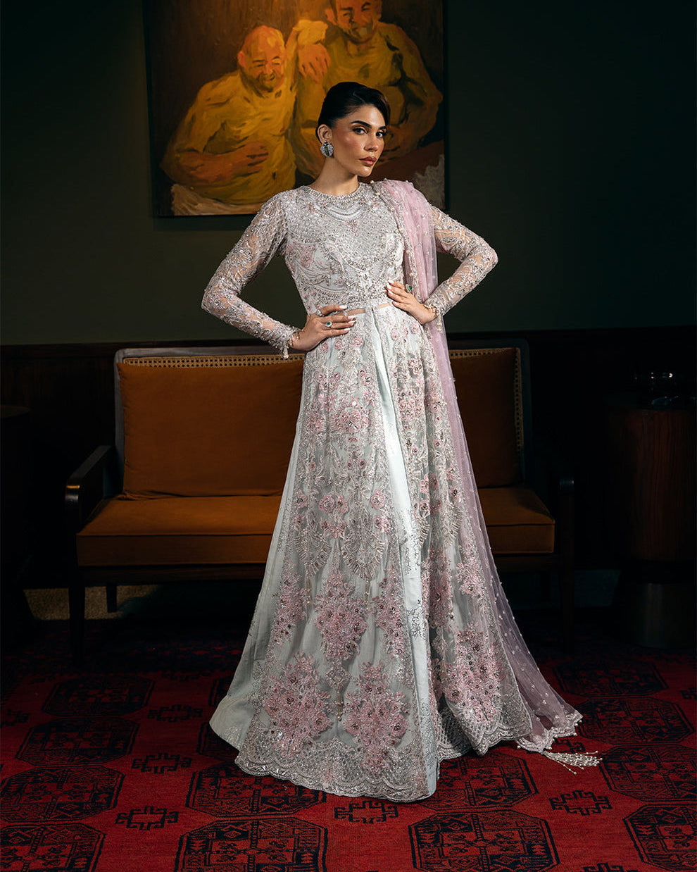 Saira Rizwan Kylo festive formal outfit detailed sequin embroidery
Kylo embroidered net dress with dupatta by Saira Rizwan