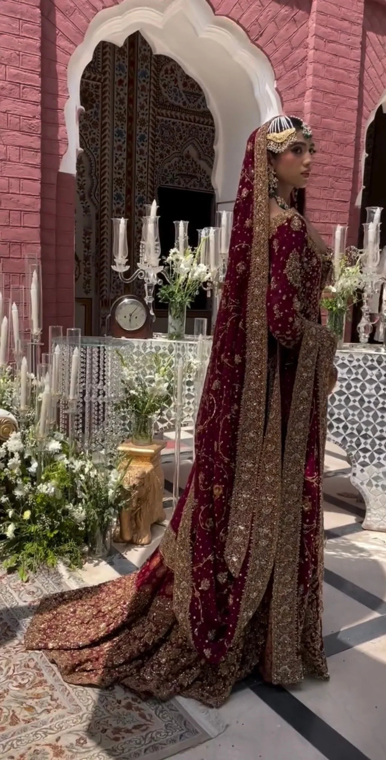 Ishq series maroon bridal lehenga side view
