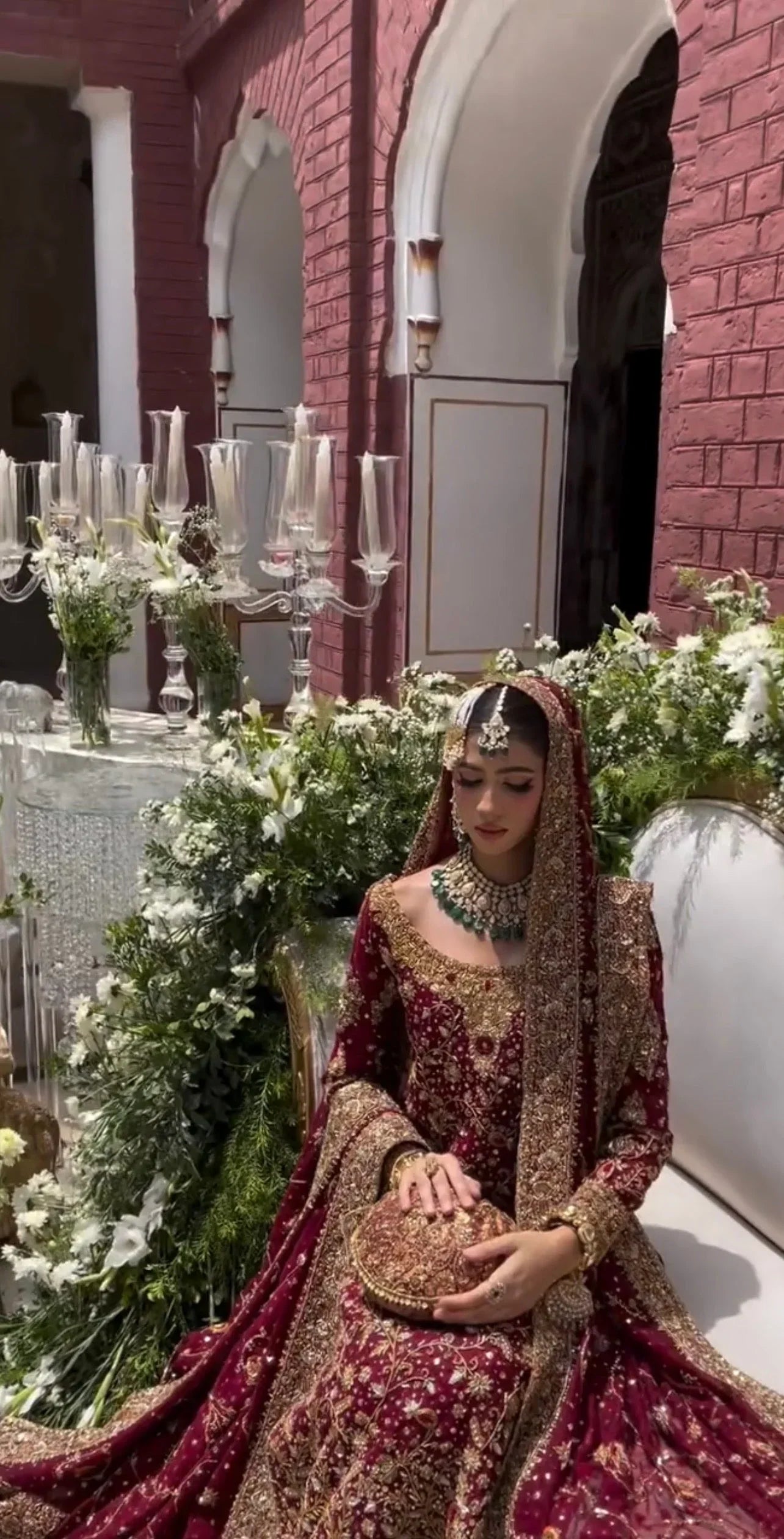 Haris Shakeel Ishq bridal dress sitting view embroidery