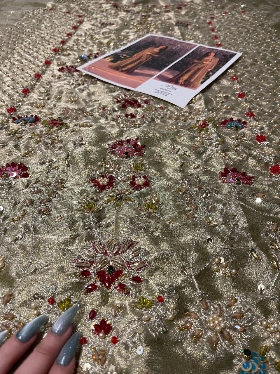 Pistachio green formal outfit with intricate embroidery by Haris Shakeel
Elegant pistachio color Pakistani designer dress with dupatta