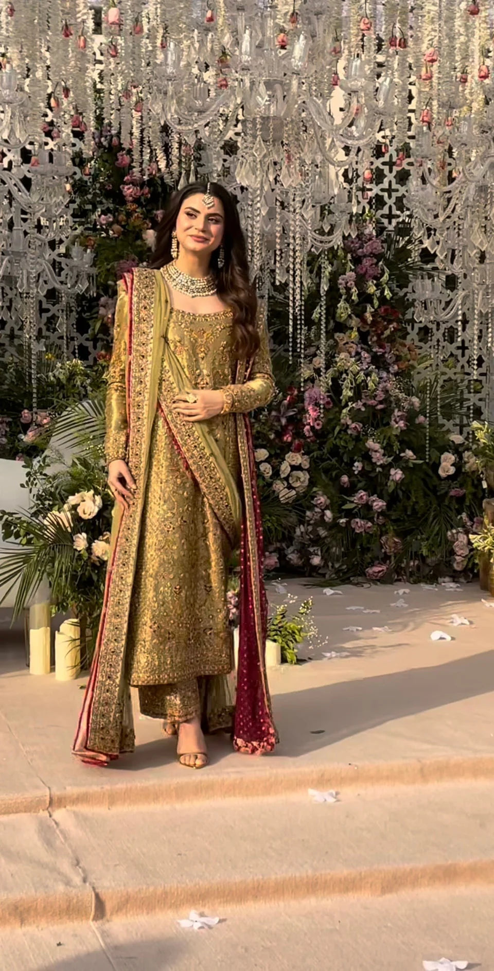 Pistachio green formal outfit with intricate embroidery by Haris Shakeel
Elegant pistachio color Pakistani designer dress with dupatta