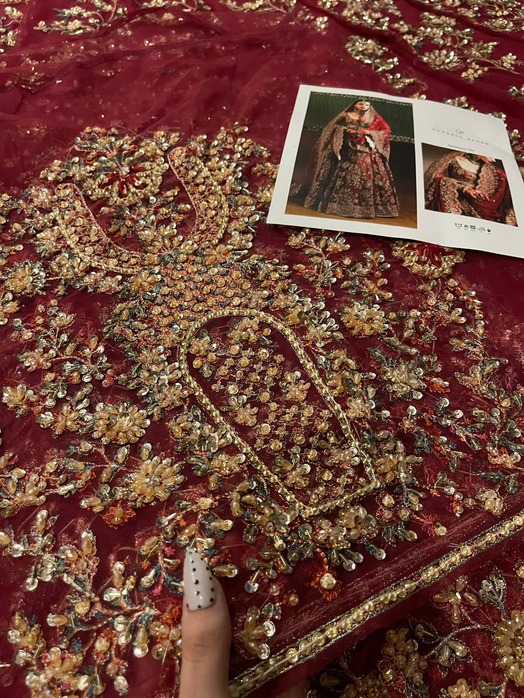 Hand embellished sleeves detail of Hussain Rehar Qashqaye bridal dress