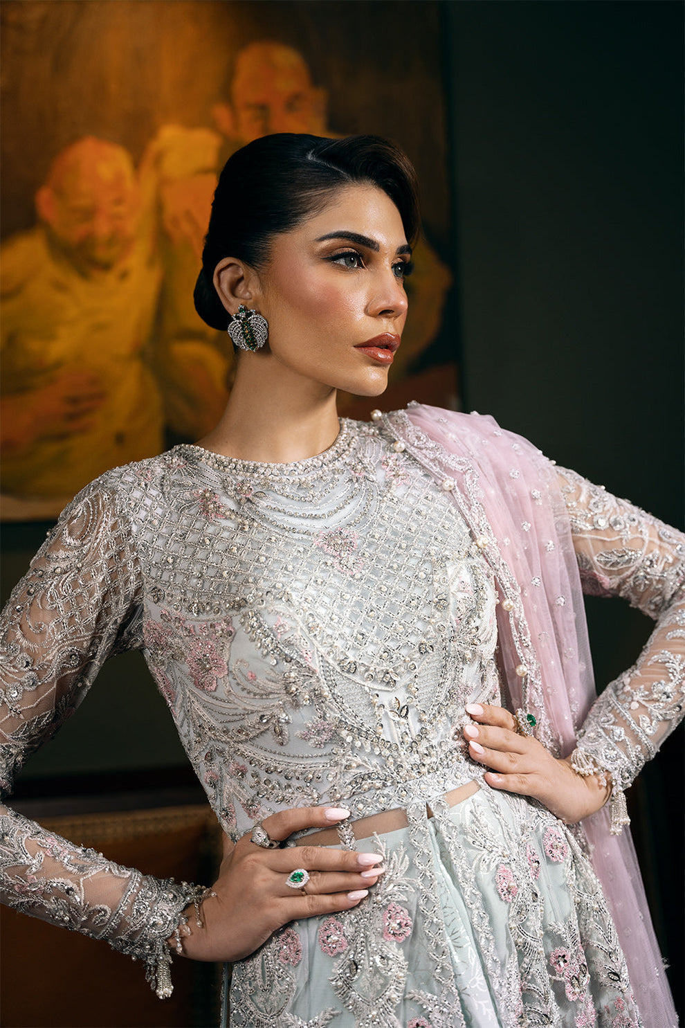 Saira Rizwan Kylo festive formal outfit detailed sequin embroidery
Kylo embroidered net dress with dupatta by Saira Rizwan
