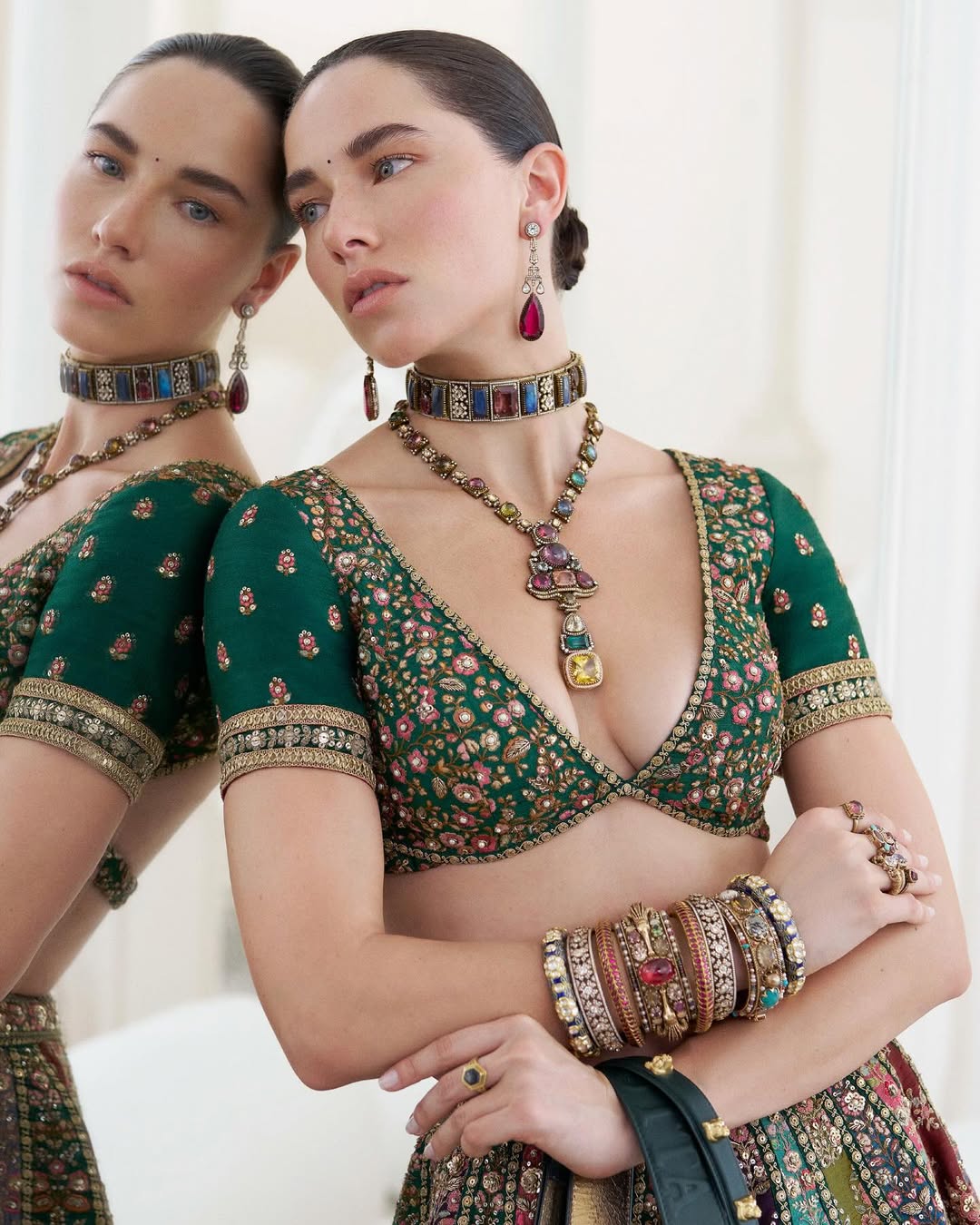 Model wearing Sabyasachi inspired bridal dress