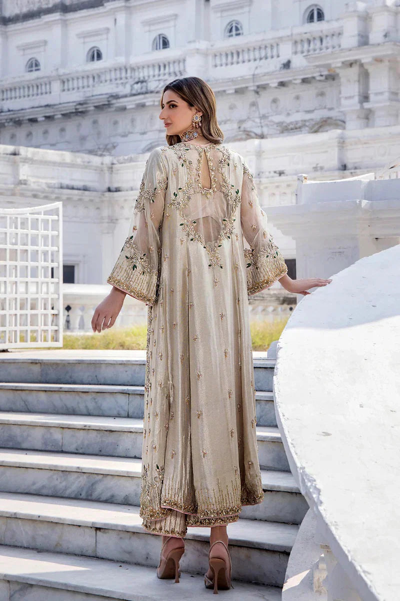 back view of shano 3 piece embroidered formal dress