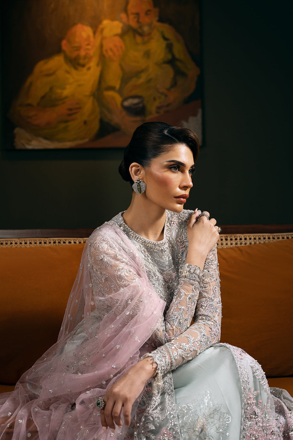 Saira Rizwan Kylo festive formal outfit detailed sequin embroidery
Kylo embroidered net dress with dupatta by Saira Rizwan