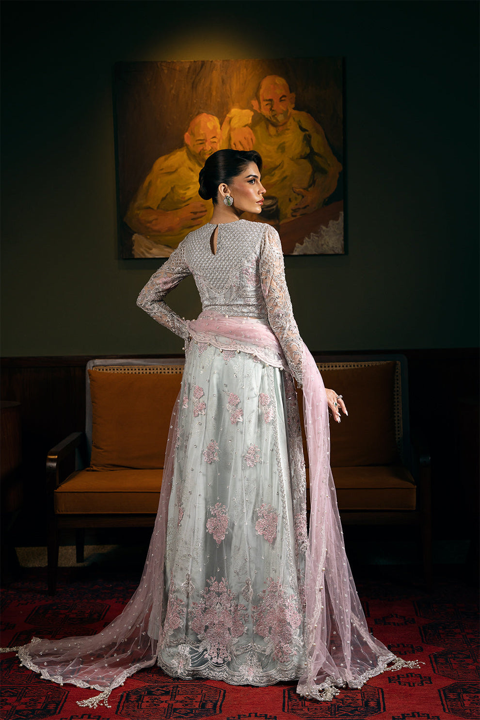 Saira Rizwan Kylo festive formal outfit detailed sequin embroidery
Kylo embroidered net dress with dupatta by Saira Rizwan